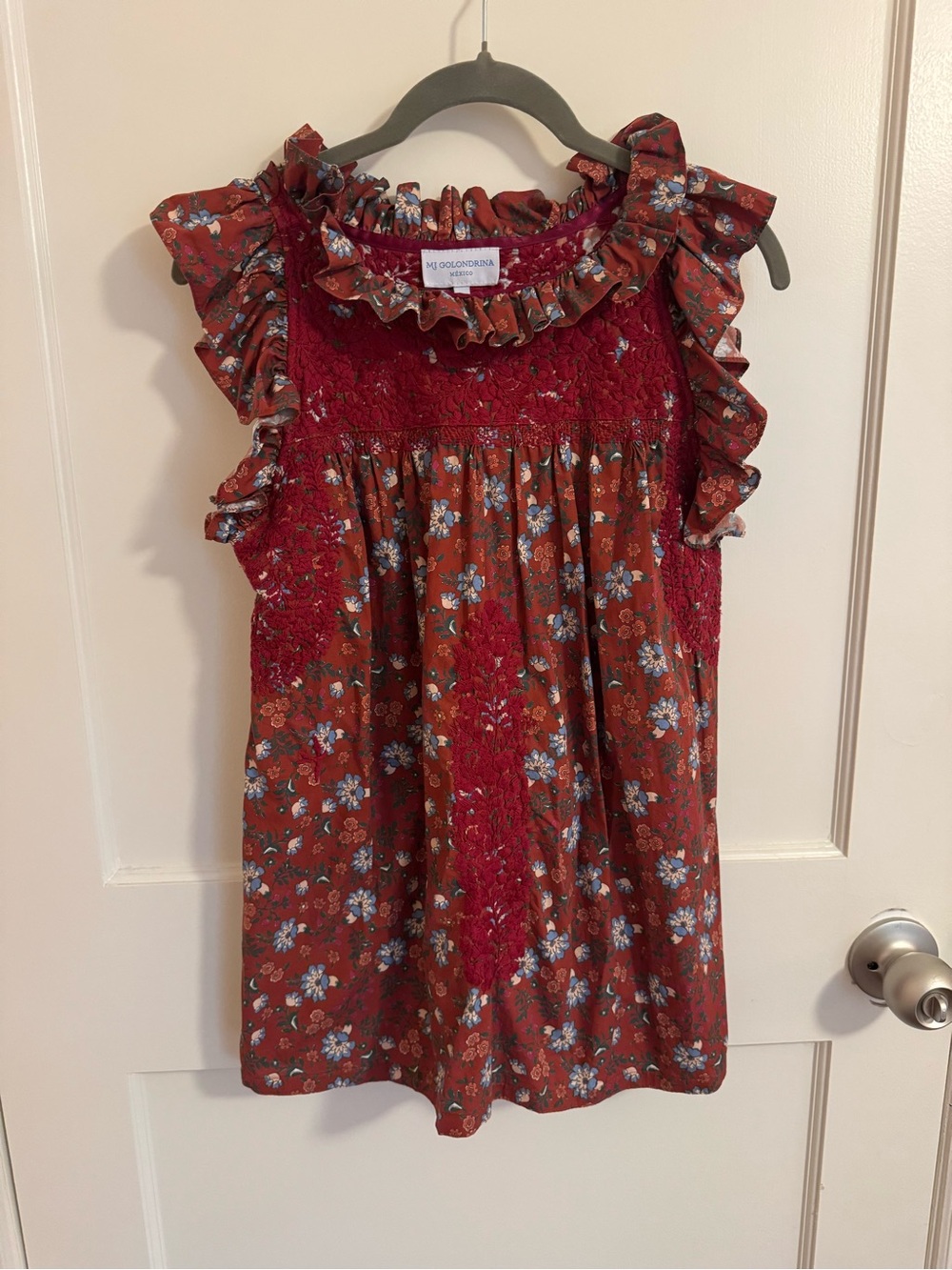 Mi Golondrina Floral Ruffle Blouse